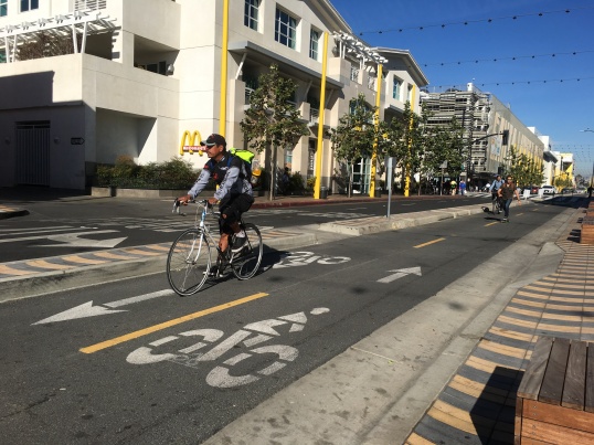 More protected bike lanes, like this one in Santa Monica, are needed in the SGV. 